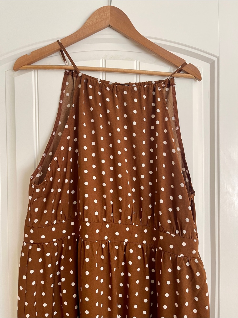 SHEIN Brown Maxi Skirt with White Polka Dots - Picture 2 of 7
